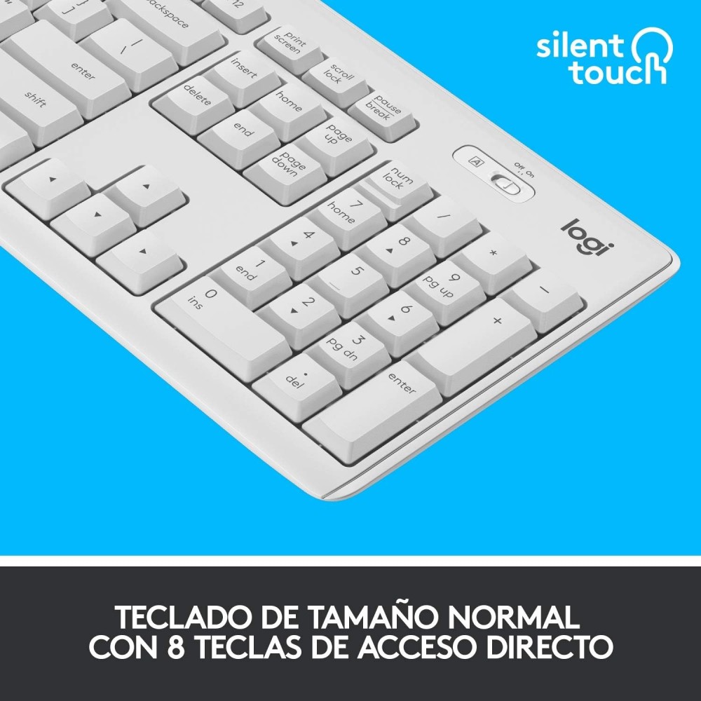 Logitech - Mk295 Silent Wireless Combo Teclado Usb Qwerty Español Blanco