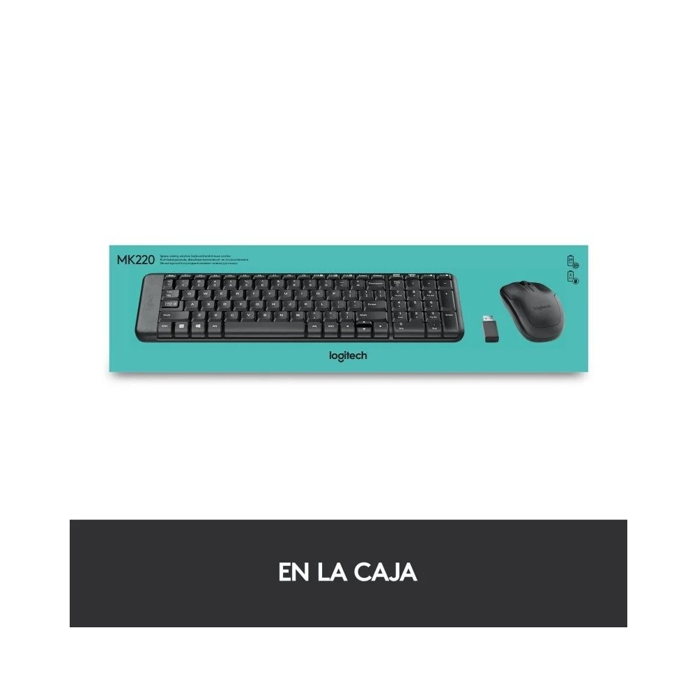 Teclado + Ratón  Logitech Desktop MK220, Inalámbrico, USB.