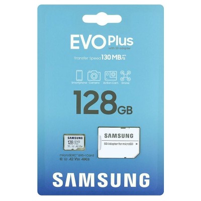 Samsung EVO Plus MicroSDXC 128GB UHS-I U3 V30 Clase 10 con Adaptador