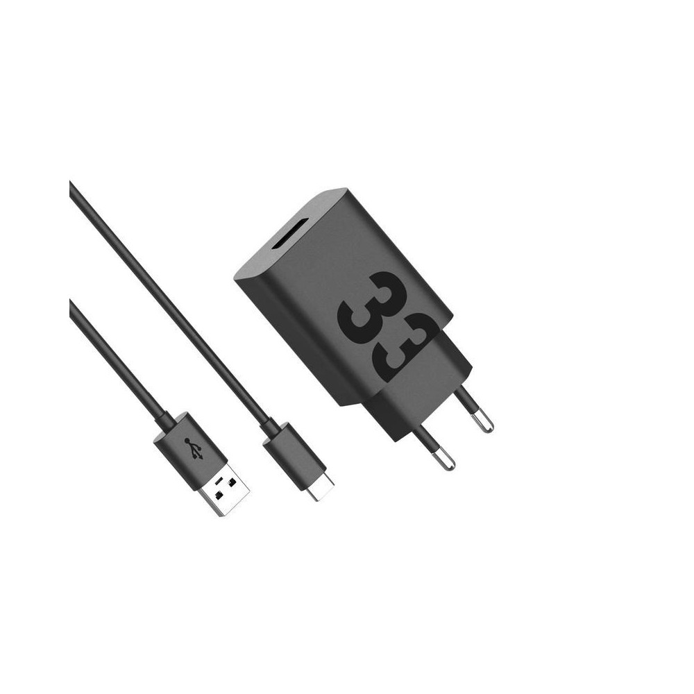 Cargador de pared Motorola, 33 W, 3 A, 1 USB-A, con cable USB-C, negro PG38C06448