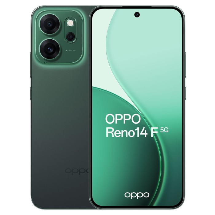 Smartphone OPPO Reno14 F 5G 8GB 256GB 6.57" AMOLED 50MP IP69 Carga Rápida 45W Luminous Green