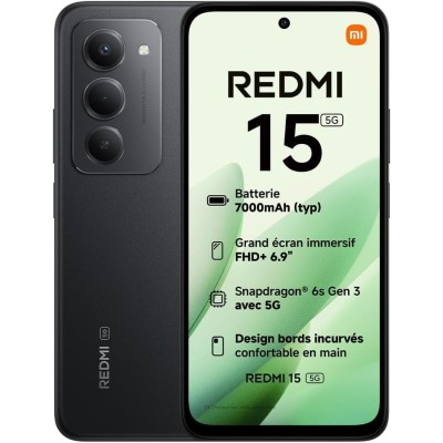 Smartphone Xiaomi Redmi 15 5G 8GB 256GB 6.9" FHD+ 144Hz 7000mAh Dual SIM NFC Negro Medianoche