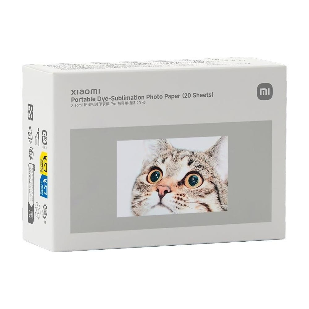 Papel fotográfico Xiaomi Sublimación Portátil 50 x 76 mm 20 Hojas Laminación Automática