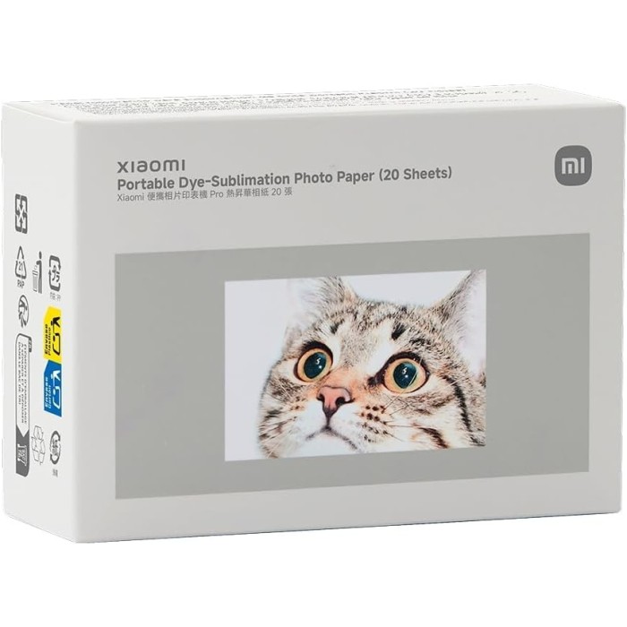 Papel fotográfico Xiaomi Sublimación Portátil 50 x 76 mm 20 Hojas Laminación Automática